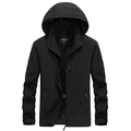 Coupe-vent imperméable pour hommes avec capuche veste de randonnée tactique légère noire - M / Noir