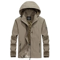 Veste à capuche outdoor kaki pour homme en tissu coupe-vent avec doublure en mesh - M / Kaki