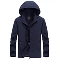Veste légère à capuche pour homme bleu foncé imperméable avec fermetures éclair étanches - M / Bleu foncé