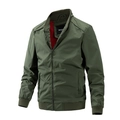 Chaqueta bomber para hombre verde oliva con forro de malla roja y cuello alto - M / Verde