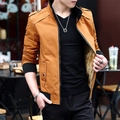 Men's mustard yellow slim fit washed cotton jacket with warm fleece lining - M / Earthy Yellow (Fleece Lined)