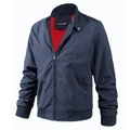 Giacca bomber da uomo blu navy con fodera rossa a contrasto e polsini a coste - M / Blu navy