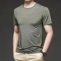 Dunkelgrünes Herren T-Shirt aus Eisseide mit hoher Elastizität und kühlendem Stoff - M / Khaki
