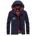 Veste à capuche homme bleu marine avec doublure en polaire marron et fermeture éclair complète - M / Bleu Royal