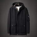 Herren Freizeit-Kapuzenjacke in Schwarz mit Trikolore-Band an den Taschen - M / Schwarz