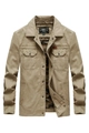 Classic khaki cotton military style jacket for men with a camouflage lining detail - M / Khaki