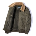 Giacca militare uomo verde oliva invernale con collo in pile e fodera calda - M / Verde Militare