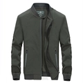 Men's dark olive outdoor bomber jacket with F SPORTS logo and ribbed cuffs - M / Army Green