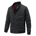 Chaqueta bomber negra ajustada para hombre con cuello alto y bordado para primavera y otoño - M / Negro