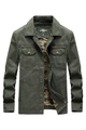 Army green military style cotton jacket with lapel collar and camo lining detail - M / Army Green