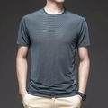 Men's ice silk quick-dry T-shirt in dark grey with breathable grid mesh texture - M / Orchid Gray