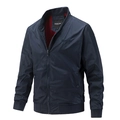 Chaqueta bomber para hombre azul marino con cuello alto y forro rojo en contraste - M / Azul oscuro