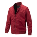 Chaqueta bomber roja para hombre de corte entallado con cremallera y bordado - M / Rojo