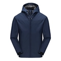 Navy blue hooded windbreaker jacket for men with adjustable cuffs and waterproof fabric - Women's 2XL / Tops / Men's - Deep Blue