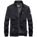 Men's outdoor camouflage baseball jacket with elephant embroidery and mesh lining - S / Black and Blue