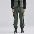 Armeegrüne Cargo-Jogginghose mit mehreren Taschen und taktischen Riemen für Herren - M / Grün