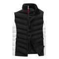 Gilet imbottito invernale da uomo con colletto dritto e design a blocchi di colore - S / Nero