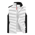 Gilet imbottito invernale per uomo e donna con blocchi di colore bianco e nero e collo alto - S / Bianco