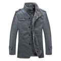 Chaqueta de invierno para hombre gris oscuro en piel sintética con forro de pelo suave - M / Gris