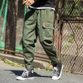 Pantalon cargo homme vert armée avec taille élastique et grandes poches latérales - M / Vert Militaire