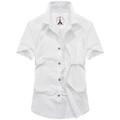 Camicia da uomo bianca a maniche corte, asciugatura rapida, taglio ampio con colletto classico - M / Bianco
