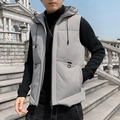 Gilet invernale da uomo grigio con cappuccio e zip per un look casual e confortevole - M / Grigio