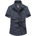 Camicia da uomo a maniche corte grigio antracite ad asciugatura rapida con taschino - M / Grigio