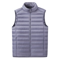 Men's lightweight puffer vest in dusty purple with stand collar and quilted design - M / Gray