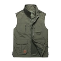 Army green multi-pocket outdoor fishing vest with waterproof fabric and mesh lining - M / Army Green