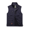 Men's dark blue outdoor fishing waistcoat with multiple pockets and mesh lining - M / Royal Blue