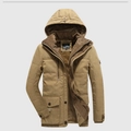 Parka invernale da uomo kaki con fodera in pile caldo e design con tasche multiple - M / Cachi