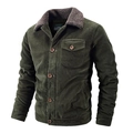 Veste en velours côtelé vert foncé pour homme avec col en polaire et poche poitrine - M / Vert Militaire