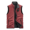 Gilet polaire homme rouge vin et gris foncé avec col montant et poches zippées - M / Rouge