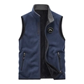 Gilet polaire épais pour homme en bleu marine avec col montant et poches zippées - M / Bleu foncé