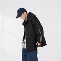 Veste à capuche noire pour homme avec imprimé orange sur la manche style urbain - M / Noir