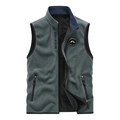 Gilet polaire bleu gris pour homme avec col montant et poches zippées pratiques - M / gris foncé