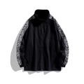 Chaqueta de hombre con cuello alto y paneles de cachemira blanca en las mangas - M / Negro