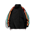 Veste de sport décontractée pour homme avec col montant et bandes latérales - M / Noir