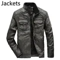 Chaqueta de moto para hombre en cuero lavado con cuello alto y detalles de hombros acolchados - S / Negro y Gris