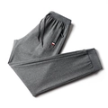 Graue Herren Jogginghose mit elastischem Kordelzug und Rippbündchen am Beinabschluss - M / Grau