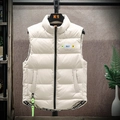 Gilet in piumino beige da uomo con collo alto e trapuntatura orizzontale invernale - M / Cachi