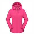 Fuchsia waterdichte damesjas met capuchon, verstelbare manchetten en rits - Dames 2XL / Dames Rozerood