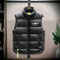 Gilet di piumino nero da uomo con collo alto e tessuto imbottito lucido - M / Nero
