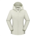 Dames outdoorjack in lichtbeige, waterbestendig met verstelbare capuchon en rits - Dames 2XL / Broken Wit