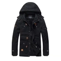 Men's winter hooded parka in black featuring thick faux fleece lining and durable canvas - M / Black
