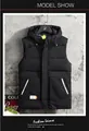 Men's slim-fit hooded quilted vest in black finish featuring multi-pockets and drawstring - M / Black