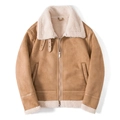 Braune Herren-Aviator-Jacke aus Wildlederimitat mit warmem Sherpa-Futter - M / Khaki
