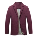 Blazer casual bordeaux da uomo in cotone con revers classici e chiusura a due bottoni frontali - M / Rosso scuro
