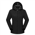 Waterproof outdoor jacket for men in black with adjustable hood and velcro cuffs - Women's 2XL / Tops / Black