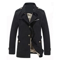 Schwarzer mittellanger Baumwoll-Windbreaker für Herren mit Revers und Schulterklappen - M / Schwarz